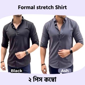 Black & Ash Formal Stretch Shirt 2 Piece Combo Offer