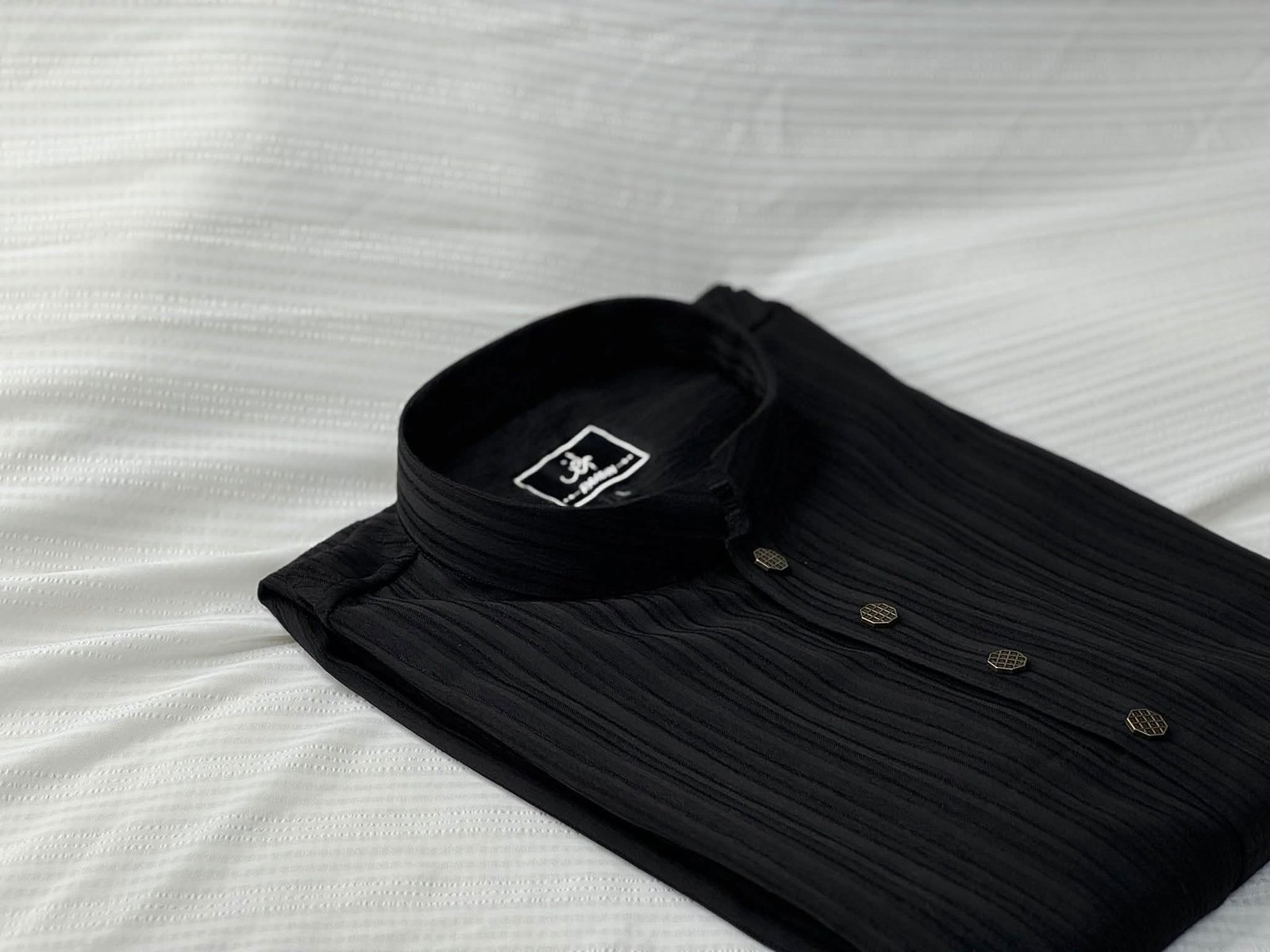 Popcorn Diamond Pattern Panjabi Black