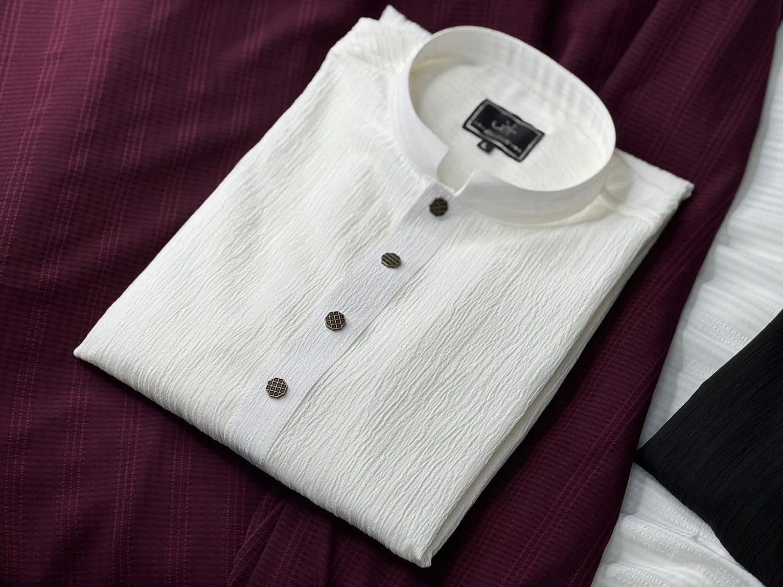 Popcorn Diamond Pattern Panjabi White