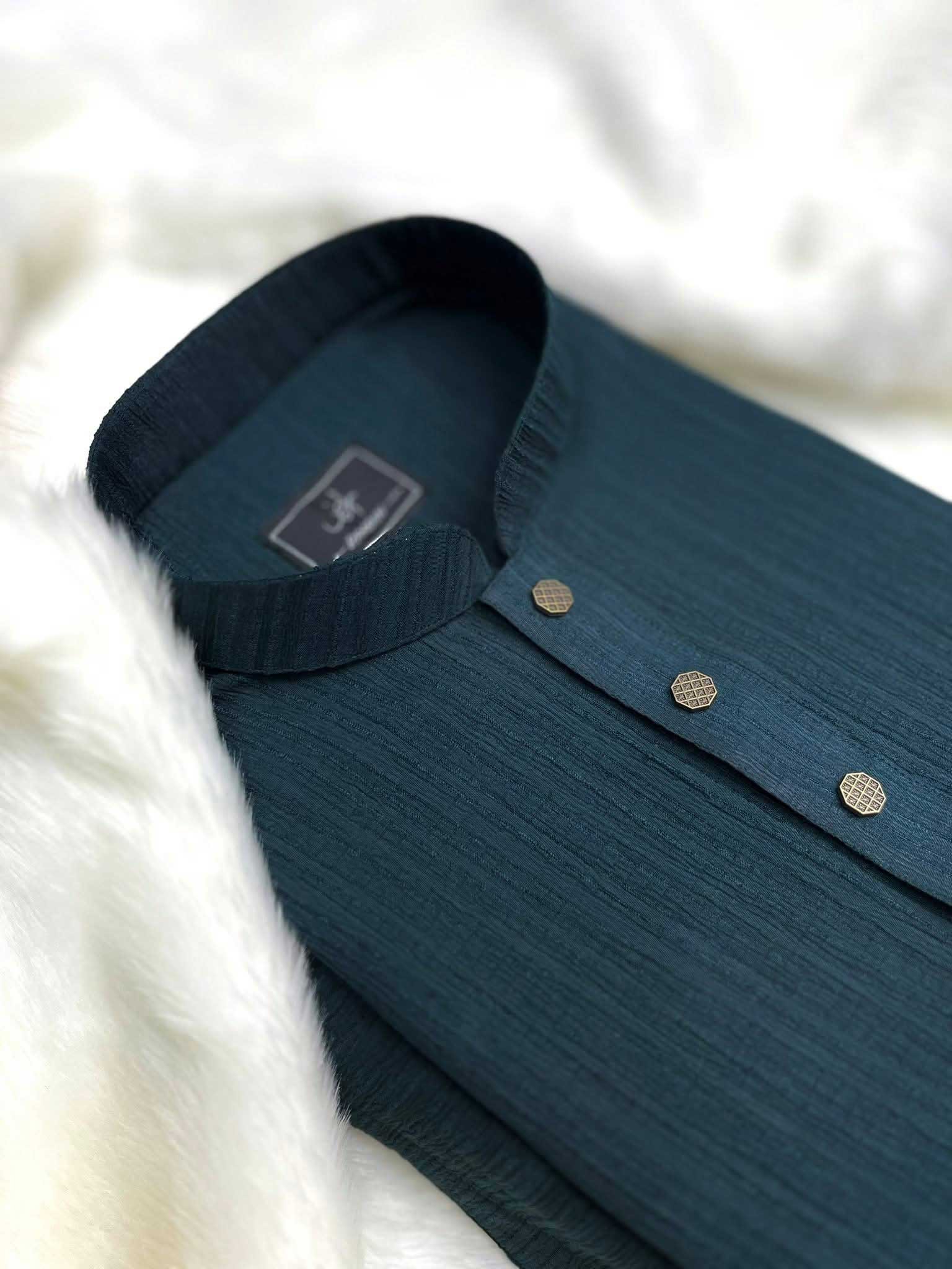 Popcorn Diamond Pattern Panjabi Seagreen